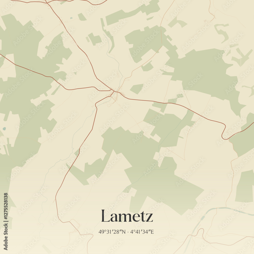 Obraz premium Vintage map of Lametz, France.