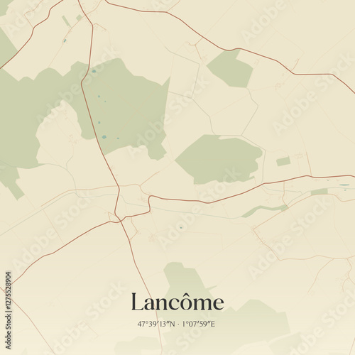 Vintage map of Lancôme, France.