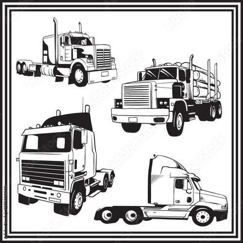 Vector Illustration of Various Commercial Trucks