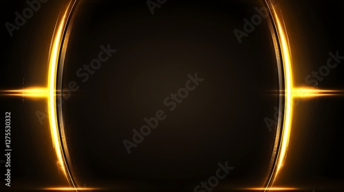 Golden Glowing Lines Frame Dark Background Design