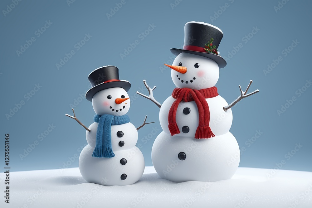 there are two snowmen that are standing next to each other there are two snowmen that are standing next to each other