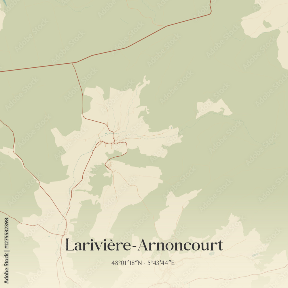 Obraz premium Vintage map of Larivière-Arnoncourt, France.