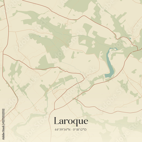 Vintage map of Laroque, France.
