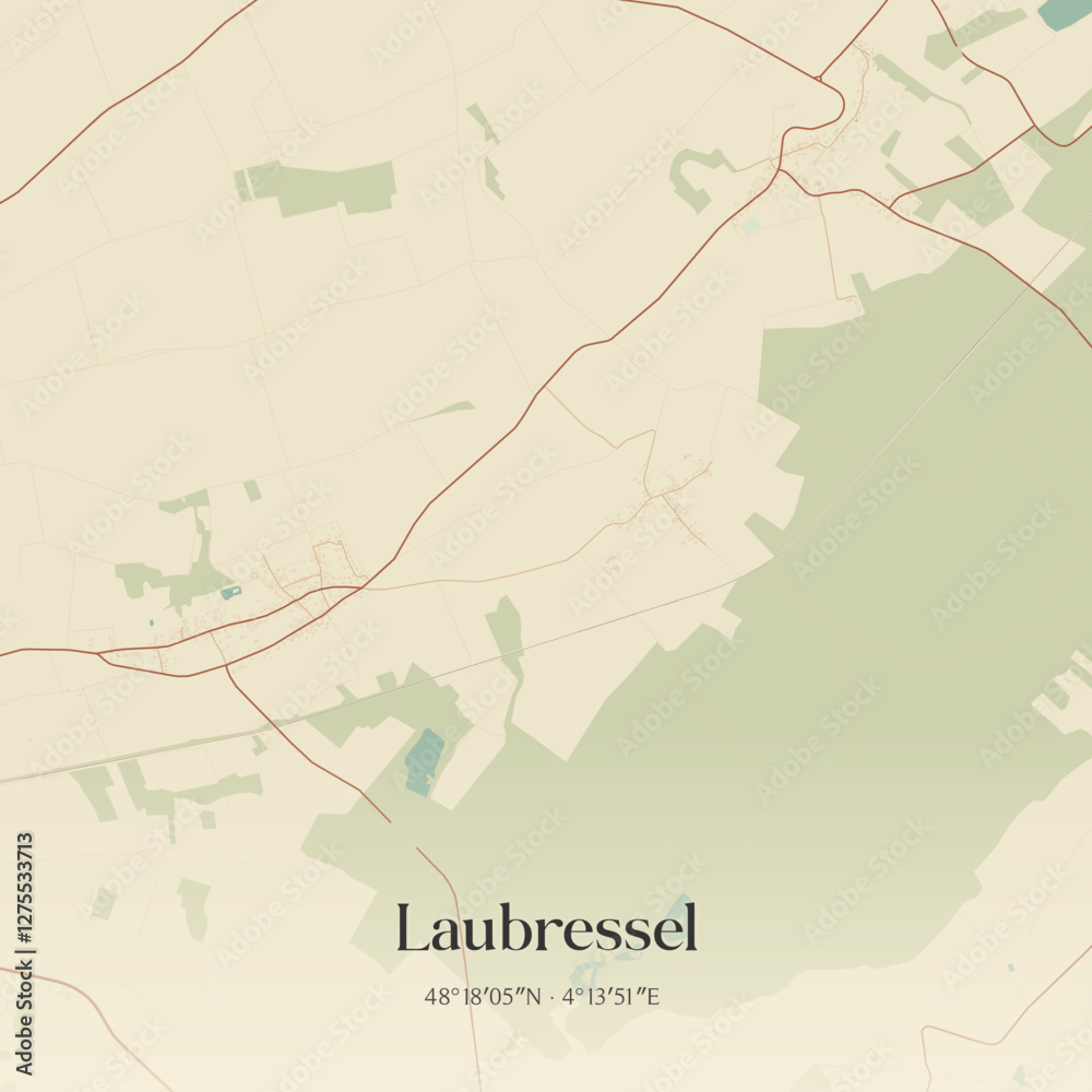 Obraz premium Vintage map of Laubressel, France.