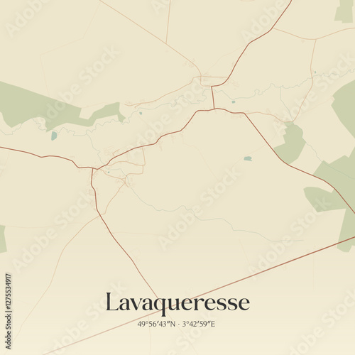 Vintage map of Lavaqueresse, France.