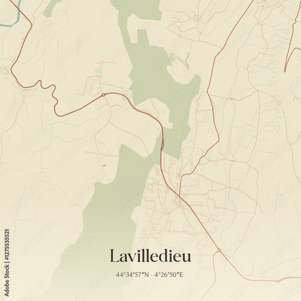 Naklejka premium Vintage map of Lavilledieu, France.