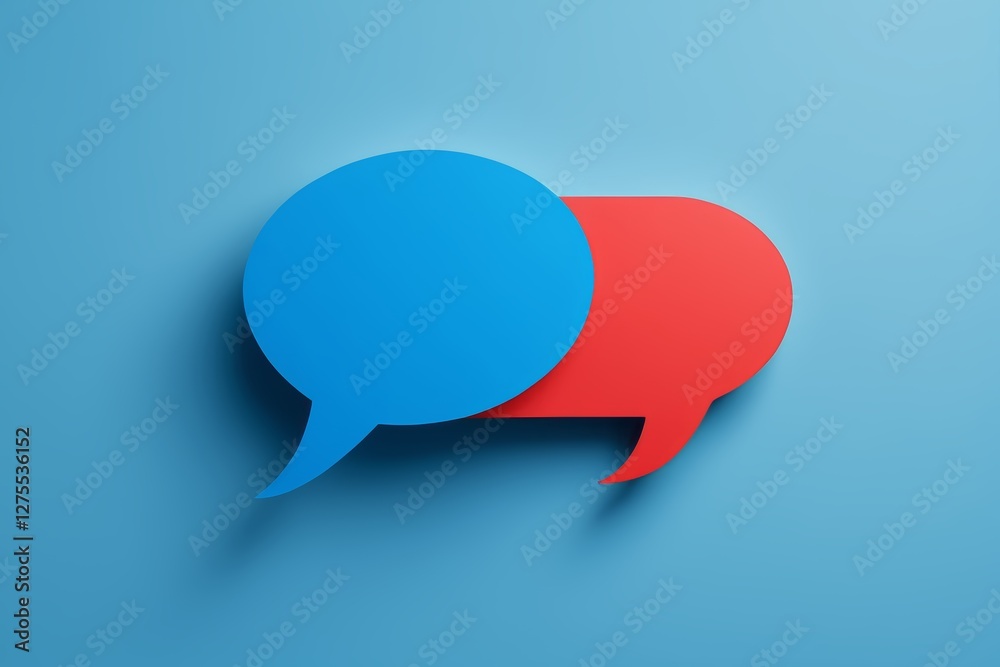 two speech bubbles with shadow on blue background two speech bubbles with shadow on blue background