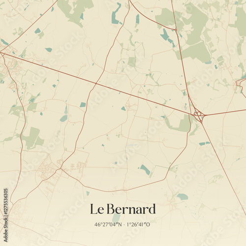 Vintage map of Le Bernard, France.