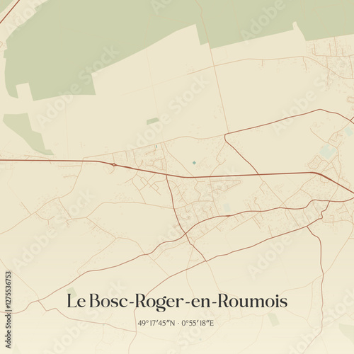 Vintage map of Le Bosc-Roger-en-Roumois, France.