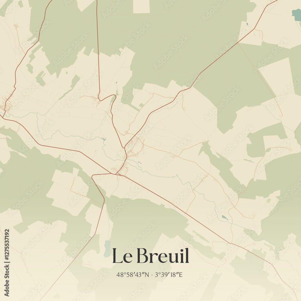 Obraz premium Vintage map of Le Breuil, France.