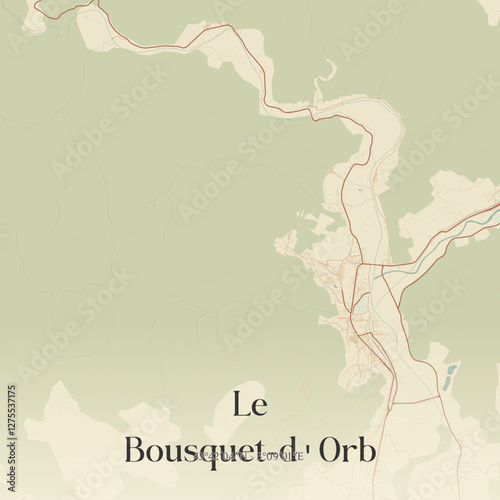 Vintage map of Le Bousquet-d'Orb, France.