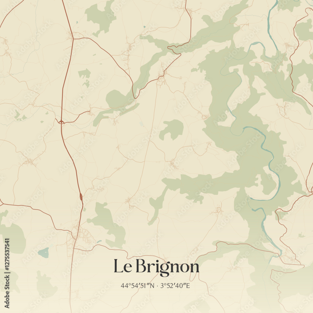 Obraz premium Vintage map of Le Brignon, France.