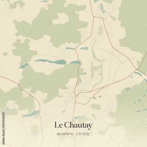 Vintage map of Le Chautay, France.