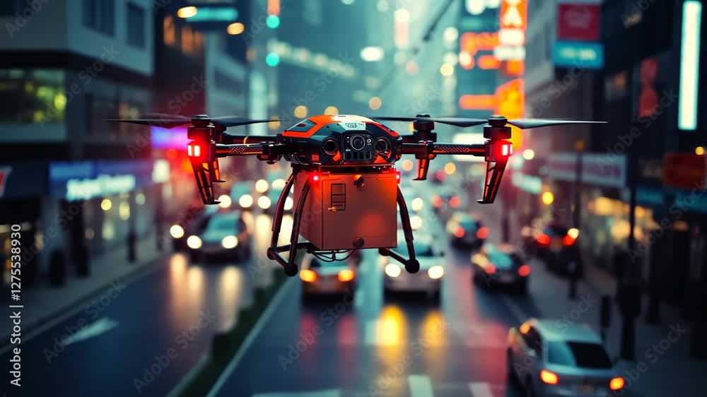 custom made wallpaper toronto digitalDrone glides above a bustling urban street, showcasing lively nightlife and glowing city lights