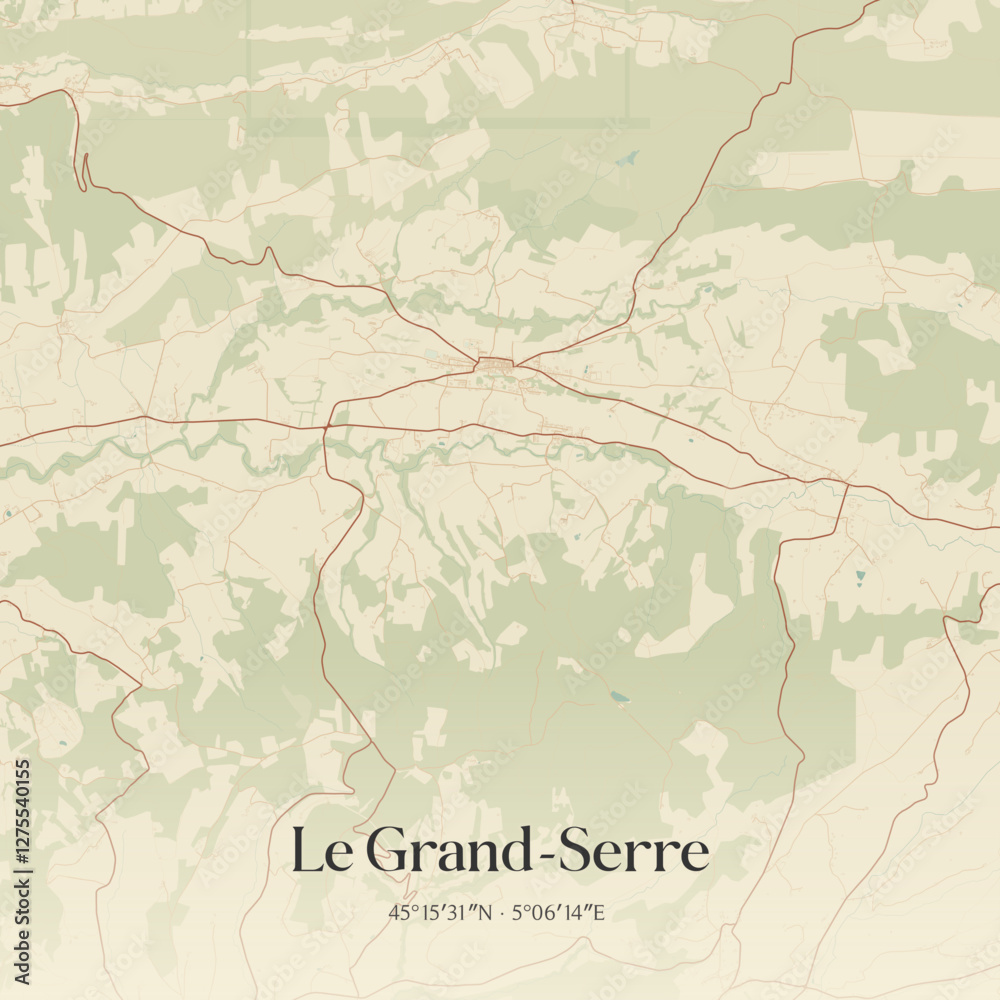 Fototapeta premium Vintage map of Le Grand-Serre, France.