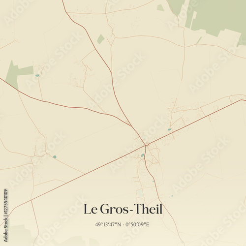 Vintage map of Le Gros-Theil, France.