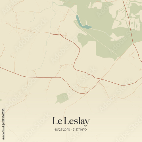 Vintage map of Le Leslay, France.