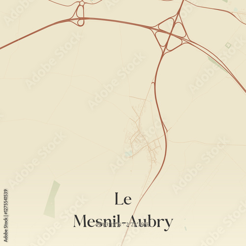 Vintage map of Le Mesnil-Aubry, France.
