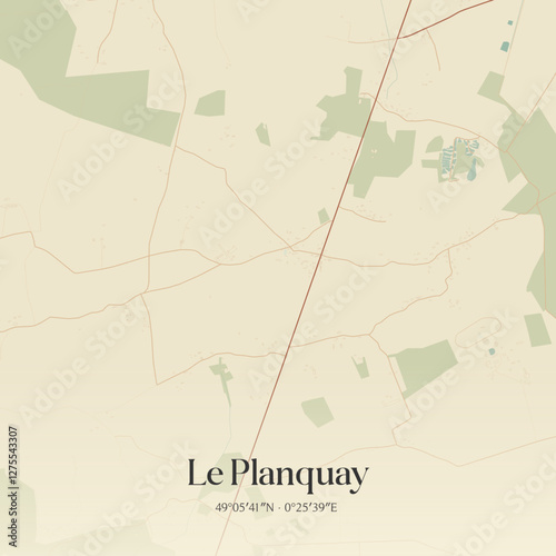 Vintage map of Le Planquay, France.