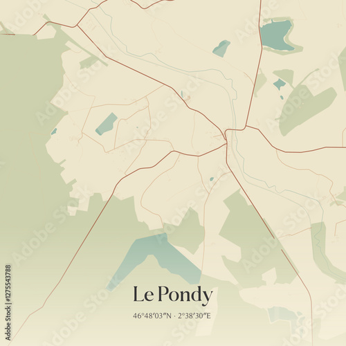 Vintage map of Le Pondy, France.