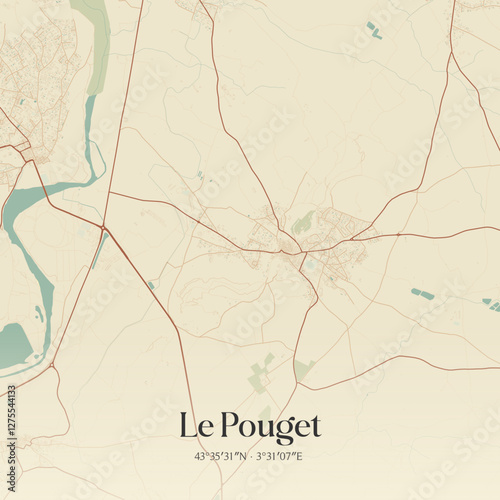 Vintage map of Le Pouget, France.