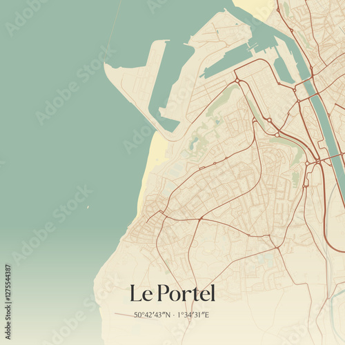 Vintage map of Le Portel, France.