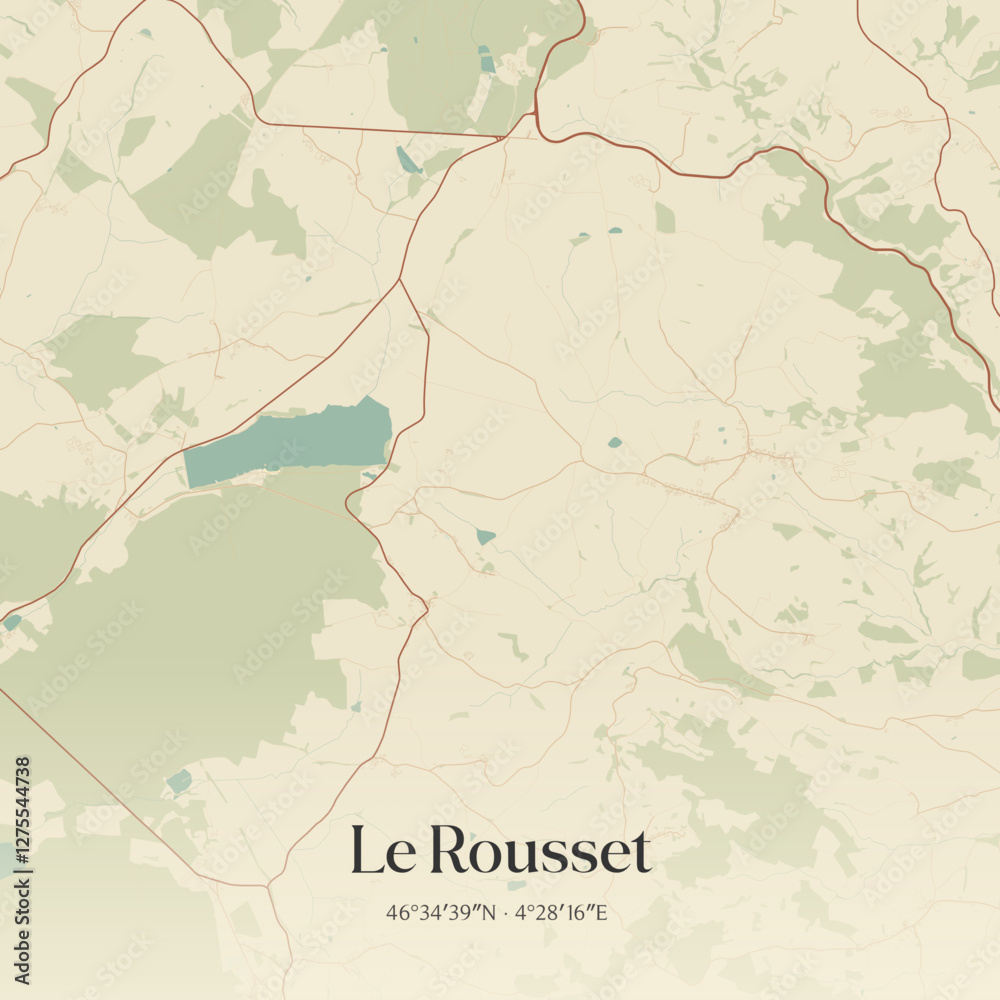 Fototapeta premium Vintage map of Le Rousset, France.