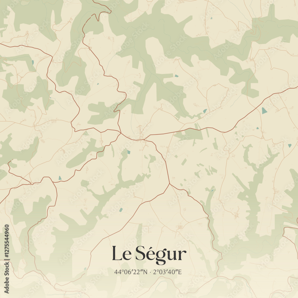 Fototapeta premium Vintage map of Le Ségur, France.