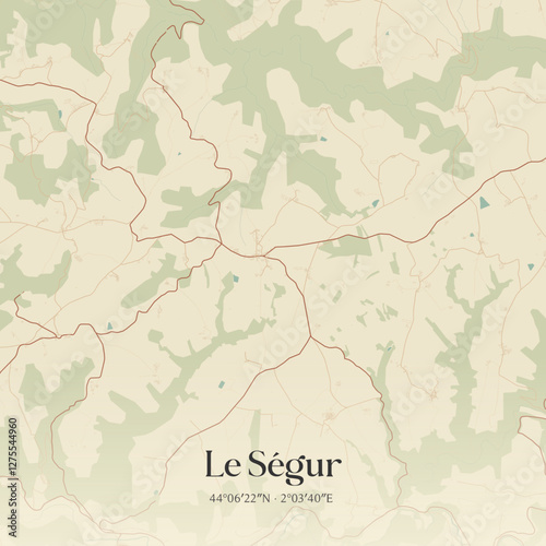Vintage map of Le Ségur, France.