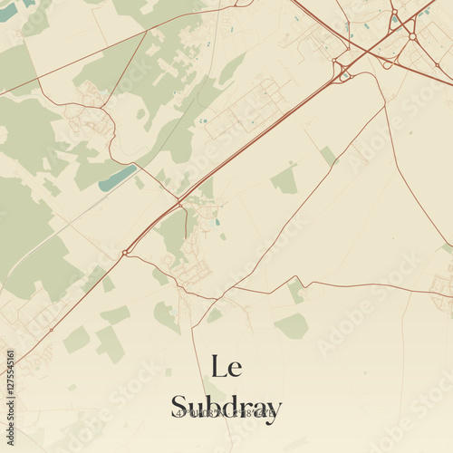 Vintage map of Le Subdray, France.