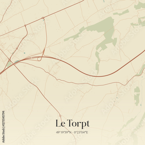 Vintage map of Le Torpt, France.