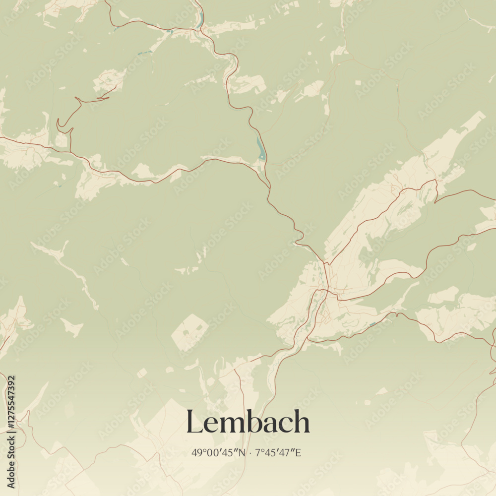 Obraz premium Vintage map of Lembach, France.