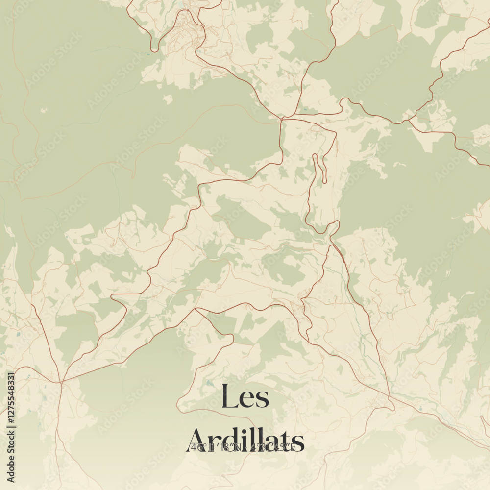 Obraz premium Vintage map of Les Ardillats, France.