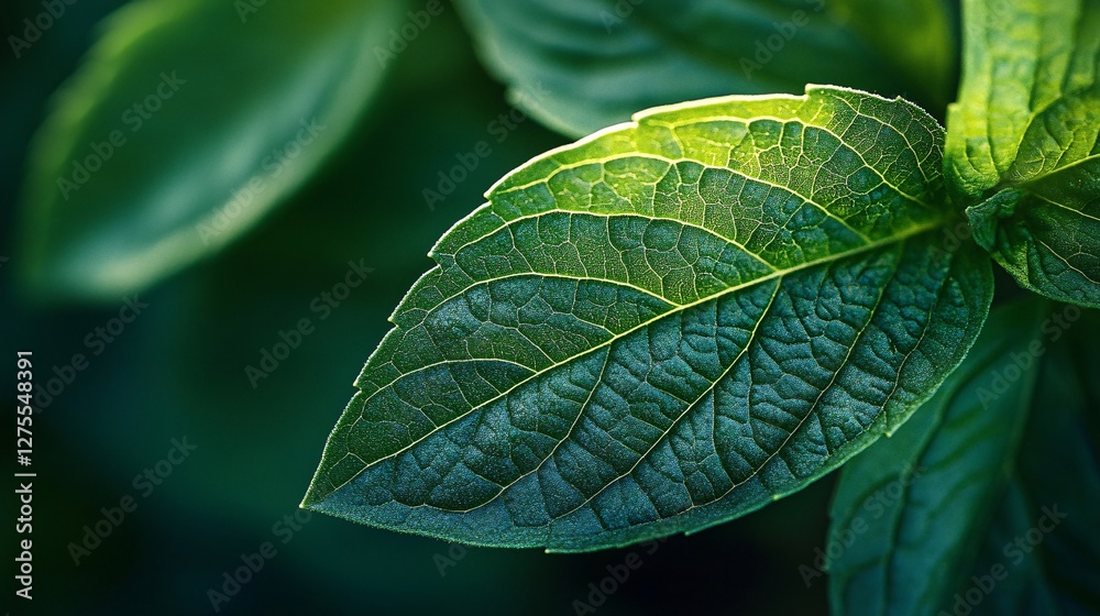 A Single Green Leaf Illuminated By Sunlight A Single Green Leaf Illuminated By Sunlight