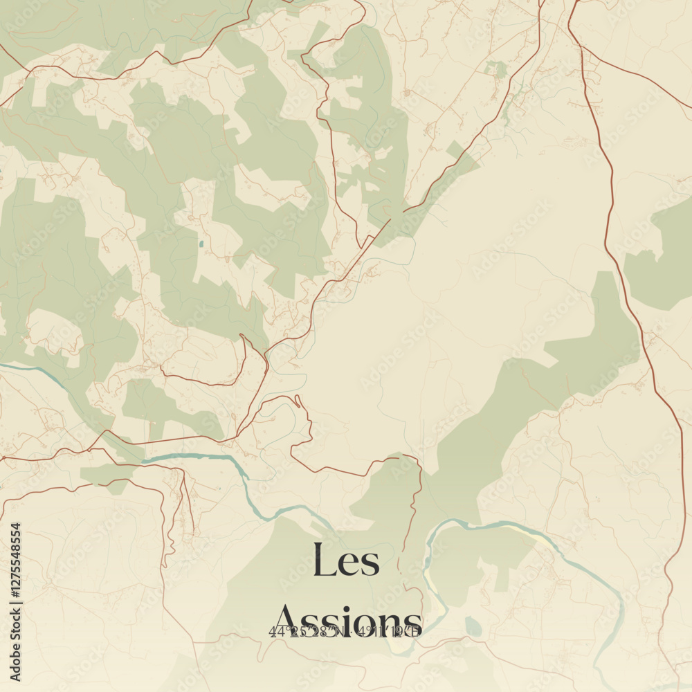 Naklejka premium Vintage map of Les Assions, France.