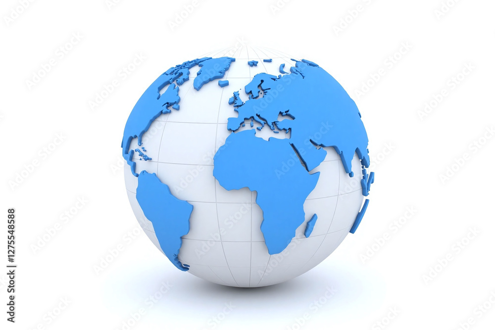 3D rendering of globe blue and white grid pattern 3D rendering of globe blue and white grid pattern