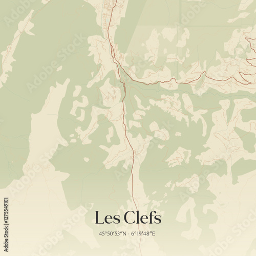 Vintage map of Les Clefs, France.