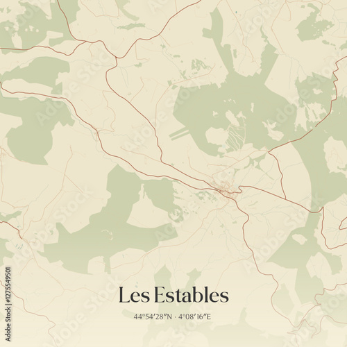 Vintage map of Les Estables, France.