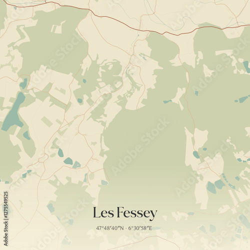 Vintage map of Les Fessey, France.