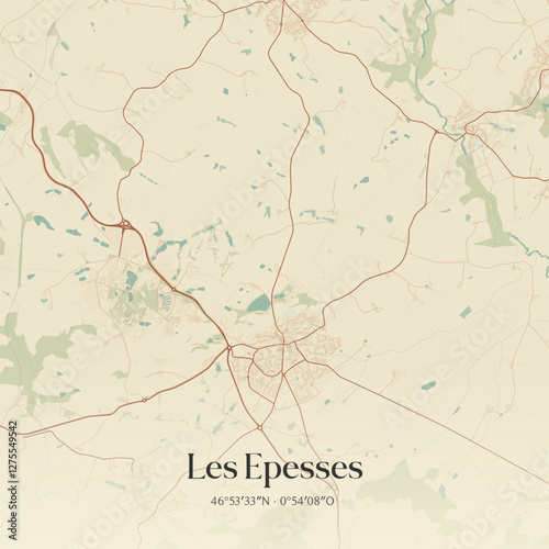 Vintage map of Les Epesses, France.