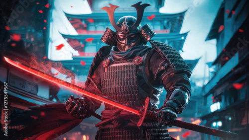 Samurai Warrior in Red photo