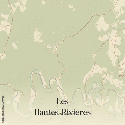 Vintage map of Les Hautes-Rivières, France.