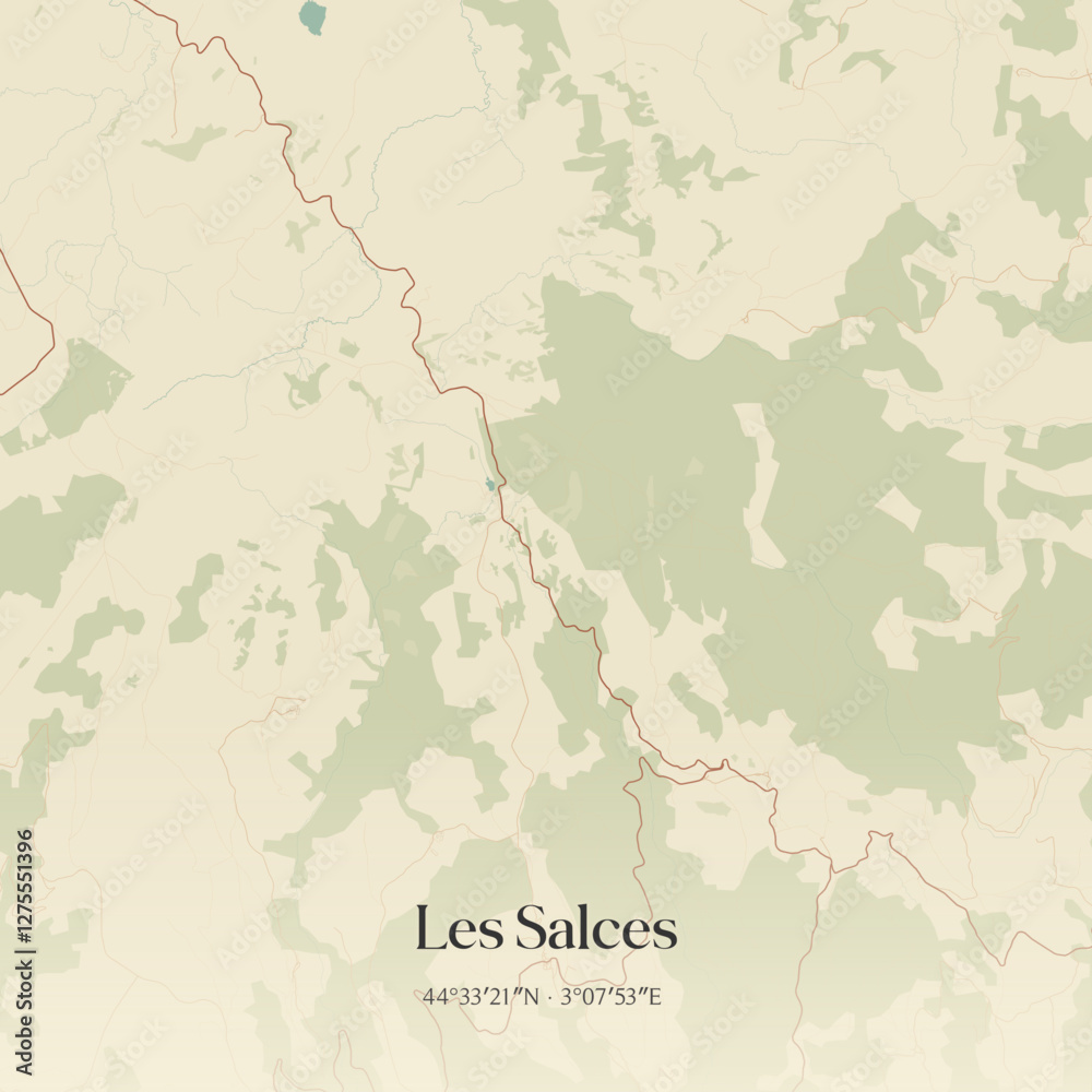 Fototapeta premium Vintage map of Les Salces, France.