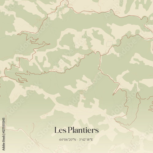 Vintage map of Les Plantiers, France.