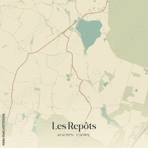 Vintage map of Les Repôts, France.