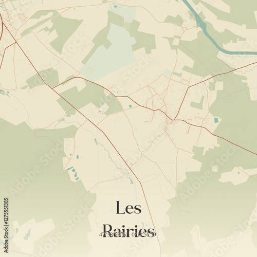 Vintage map of Les Rairies, France.