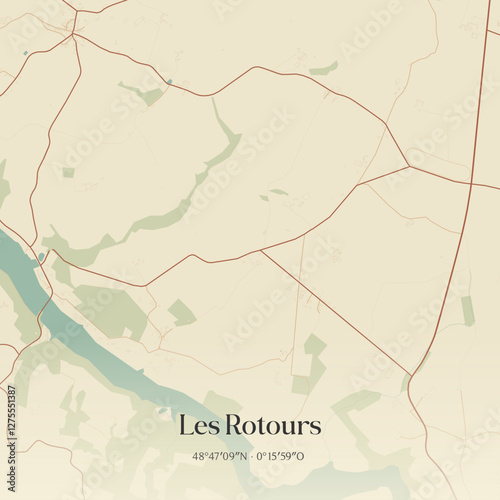 Vintage map of Les Rotours, France.
