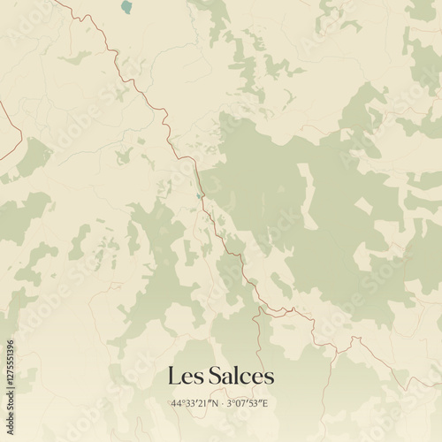 Vintage map of Les Salces, France.