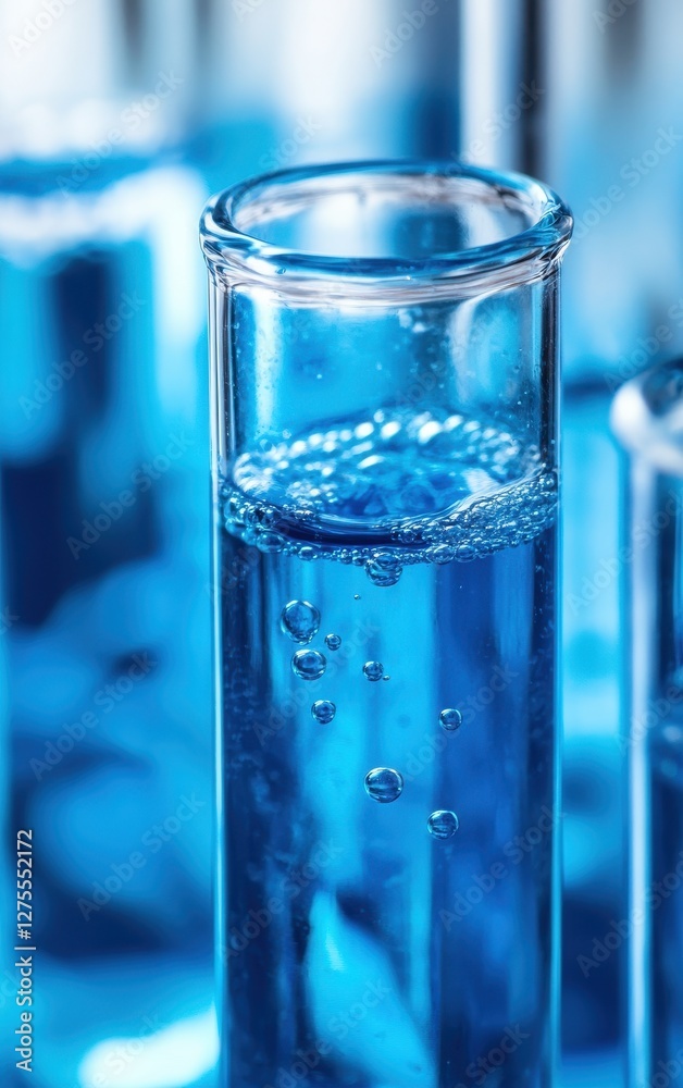 Blue liquid in a glass with ice, creating a refreshing summer beverage on a bright sunny day.