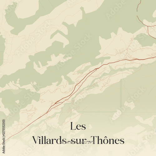 Vintage map of Les Villards-sur-Thônes, France.